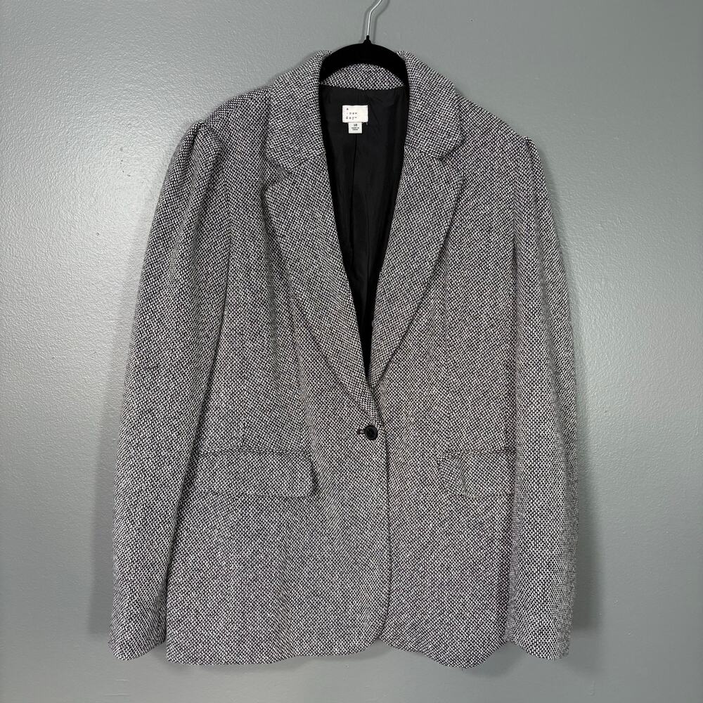 A New Day Black & White Tweed Wool Blend Preppy Blazer - 18 - Women's Plus Size